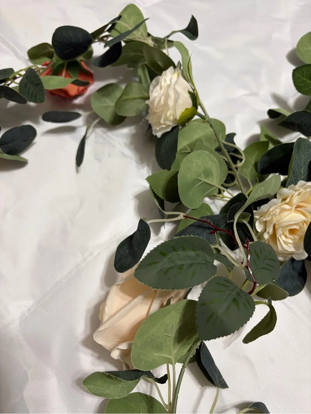 DIY 3 5ft Artificial Rose Garlands - Red, Burgundy & Cream Flowers